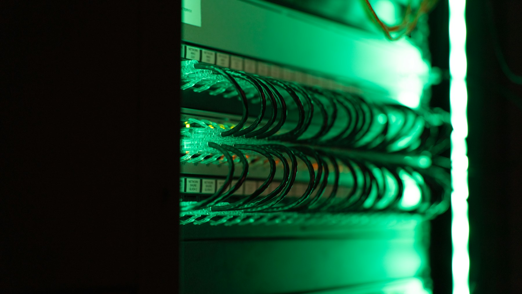 Server rack close-up in a technology environment